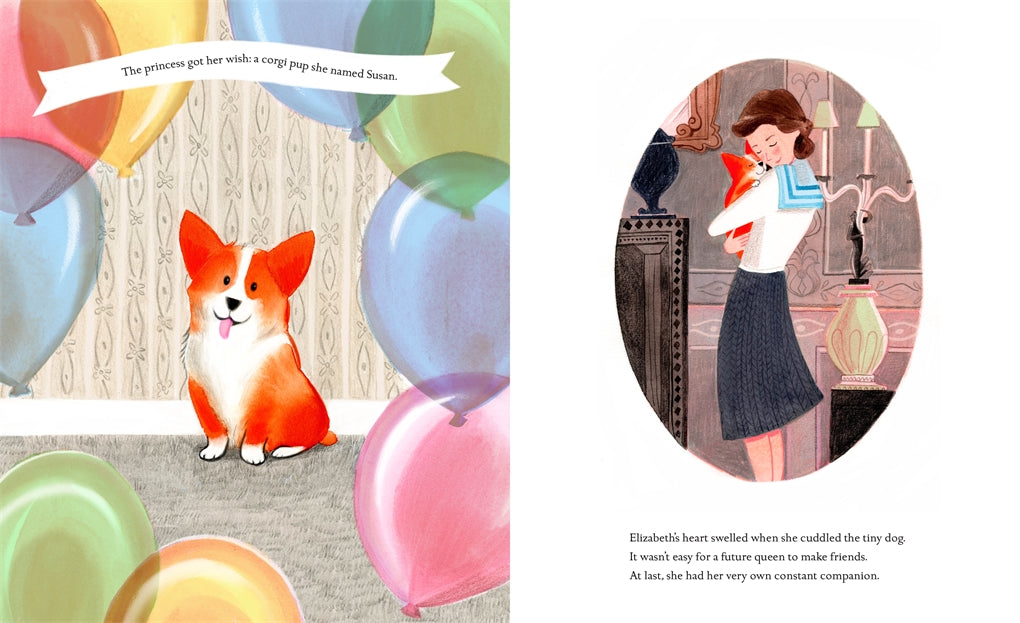 A page from The Corgi and The Queen by Caroline L. Perry.